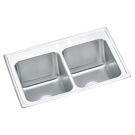 Elkay Lustertone Ss 33X22X10.1 Equal Double Bowl Drop-In Sink With Quick-Clip DLRQ3322103